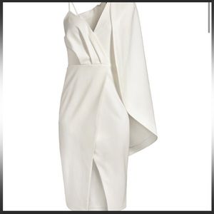 Lavish Alice one shoulder cape midi pencil dress with thigh slit